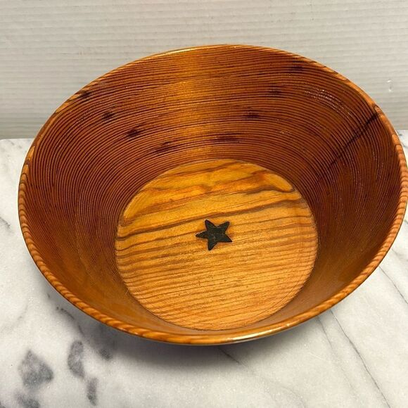 Wood bowl hand made & signed Texas star - Picture 1 of 7